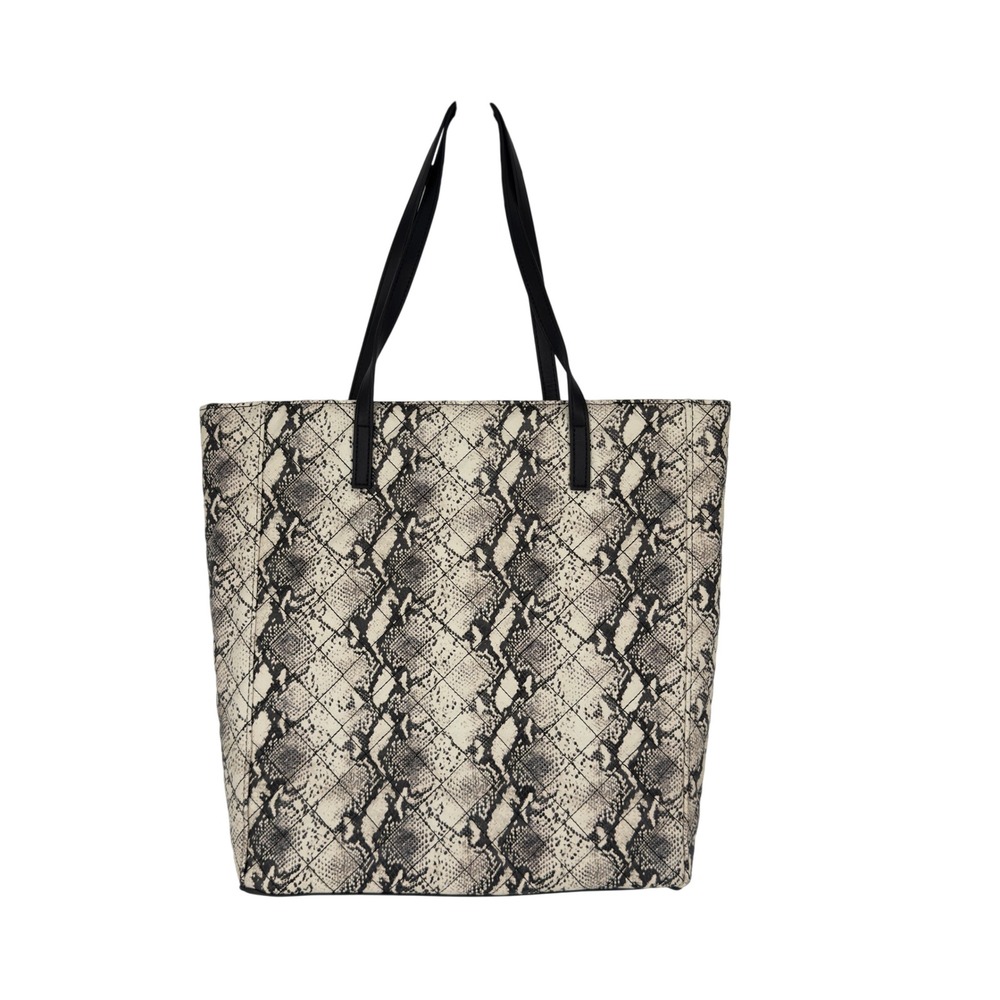 Steve Madden‎ Snake Print Tote Bag Neutral Black Cream Shoulder Bag Pouch - Picture 2 of 7